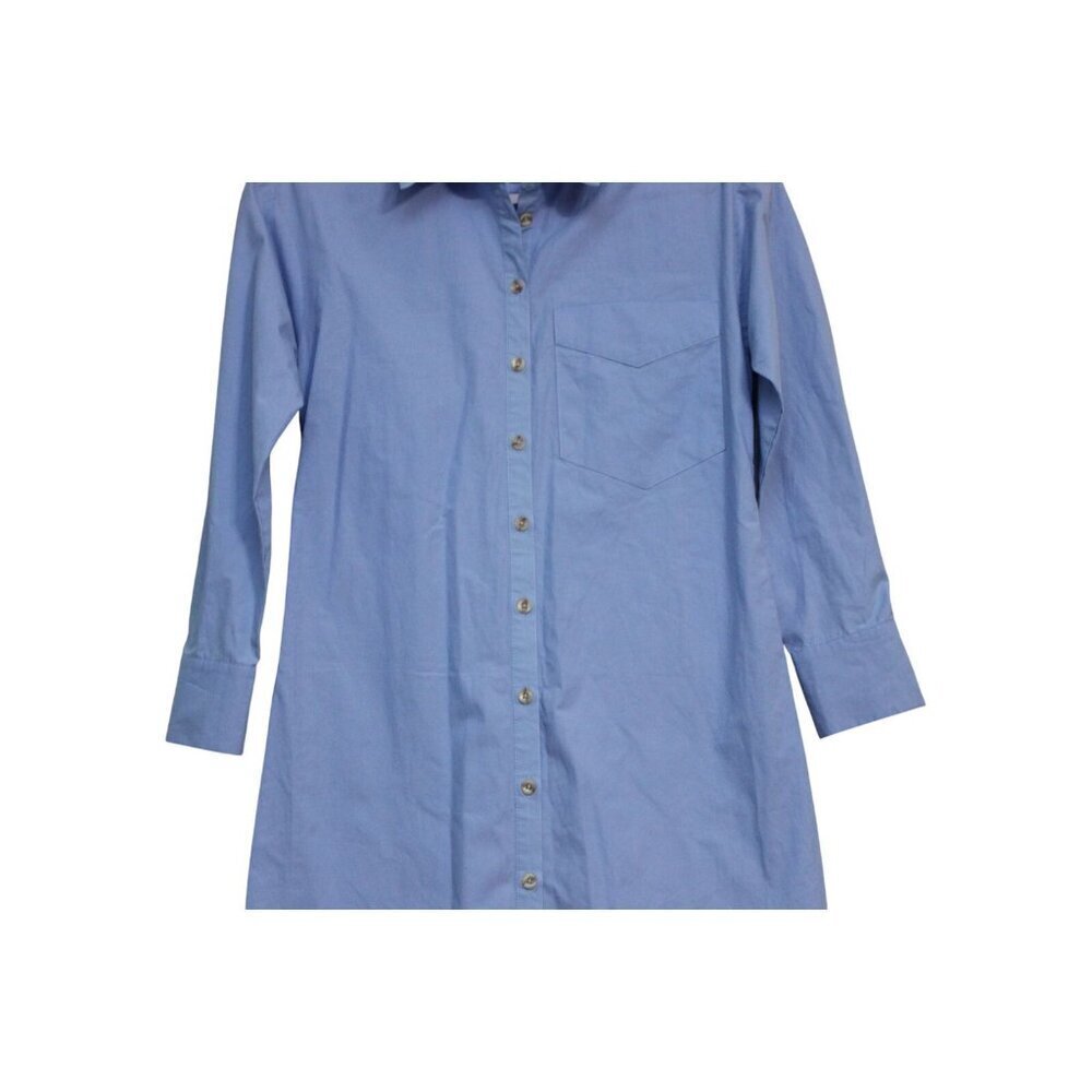Anthropologie Maeve Shirt Dress XS Petite Blue Midi Long Sleeve Preppy Casual - Picture 3 of 14